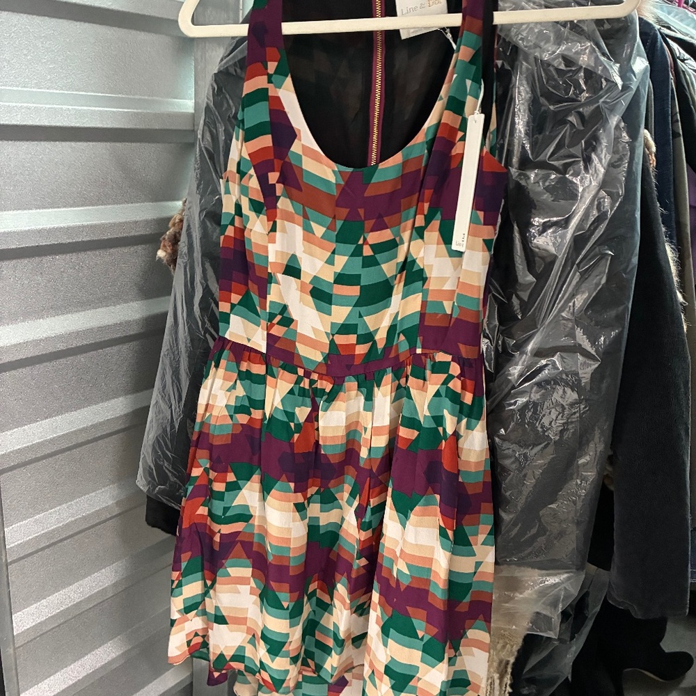 Silk Mini Tank Dress Geometric Print (Lightweight Summer Dress)